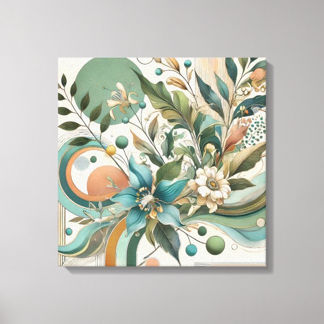 Floral Geometric Harmony Canvas Print (Front)
