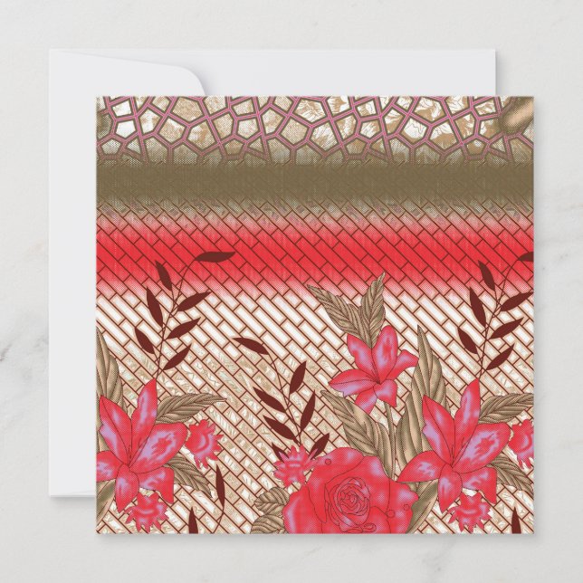 Floral Geometric Invitation Red Elegant Modern (Front)