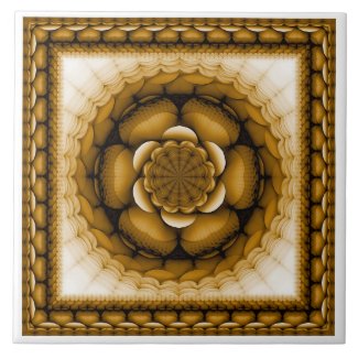 Floral geometric ornament ceramic tile