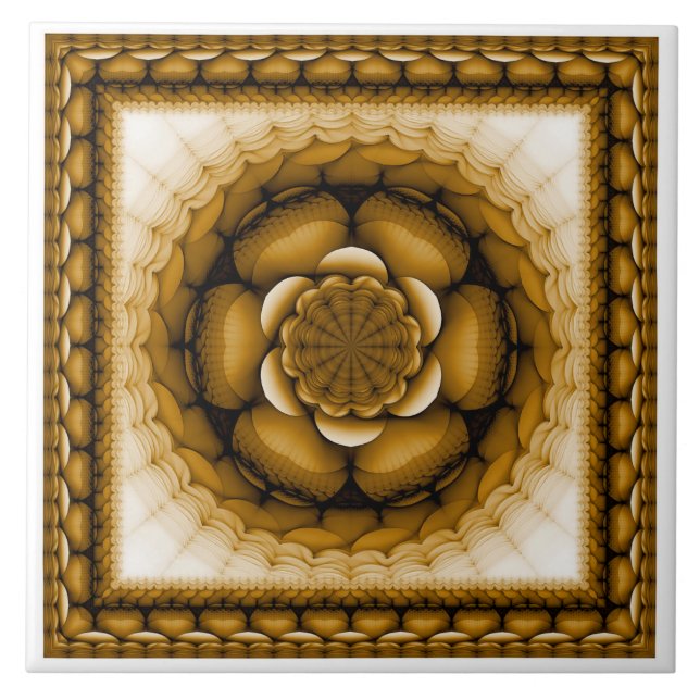 Floral geometric ornament ceramic tile (Front)