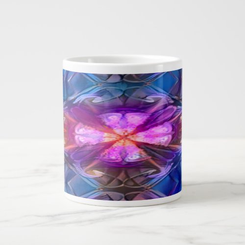 Floral Geometric Pattern in Retro Colors Giant Coffee Mug