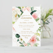 Floral Geometric Pink Blush Gold Quinceanera Invitation (Standing Front)