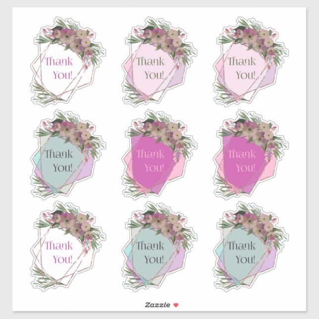 Floral Geometric Thank You! Frames Sticker (Sheet)