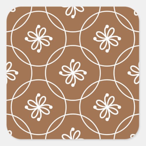 Floral geometric vintage art pattern square sticker