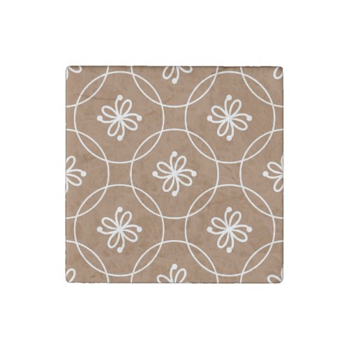 Floral geometric vintage art pattern stone magnet