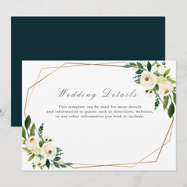 floral geometric wedding details card (Front/Back)