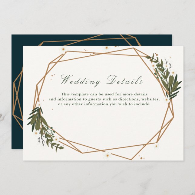 floral geometric wedding details card (Front/Back)