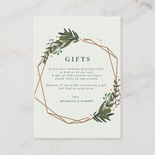 Floral geometric wedding gifts card