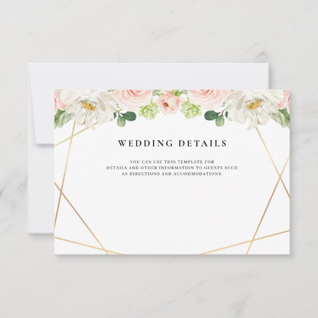 floral geometric wedding reception card (Front)
