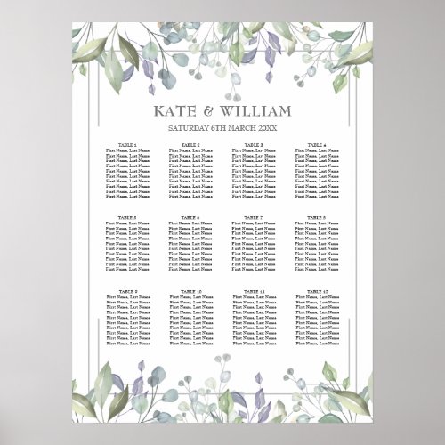 Floral Geometric Wedding Seating Chart