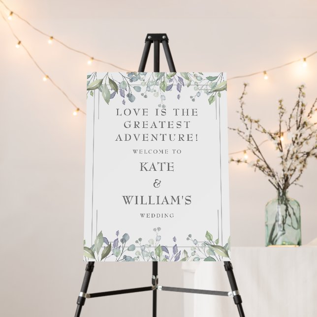 Floral Geometric Wedding Welcome Sign (In Situ (Stand))