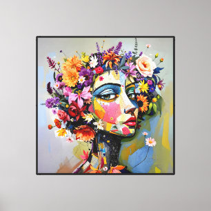 "Floral Geometry" – A Botanical Portrait Canvas Print