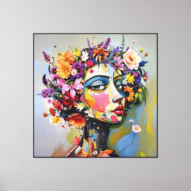 "Floral Geometry" – A Botanical Portrait Canvas Print (Front)