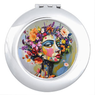 "Floral Geometry" – A Botanical Portrait Compact Mirror