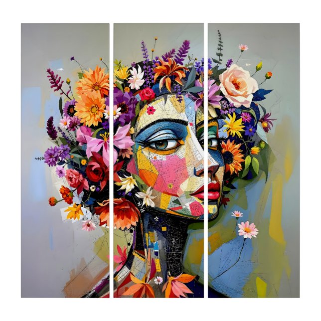 "Floral Geometry" – A Botanical Portrait Triptych (Front)