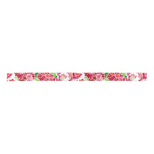 Floral Geranium Pink Coral Red Flowers Satin Ribbon