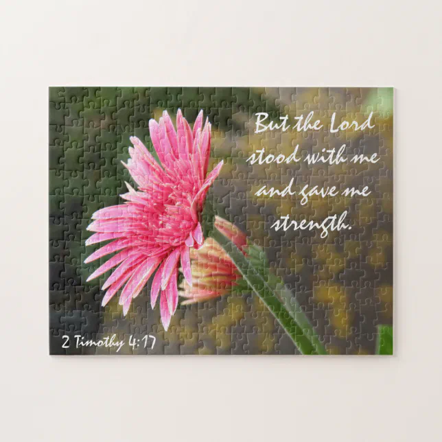 Floral (gerbera daisy) w Verse From 2 Timothy 417 Jigsaw Puzzle Zazzle