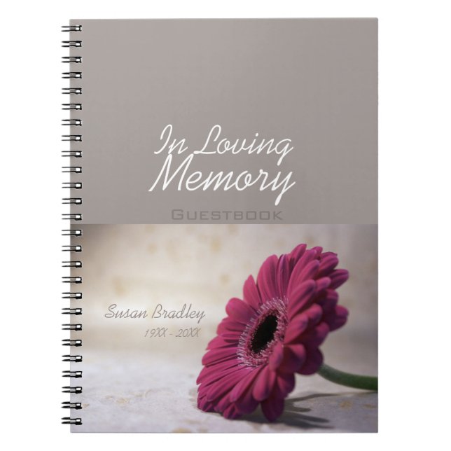 Floral Gerbera Funeral Memorial Guestbook SpNB Notebook (Front)