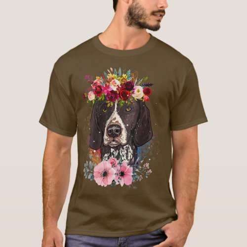 Floral German Shorthaired Pointer Dog  Floral Love T_Shirt