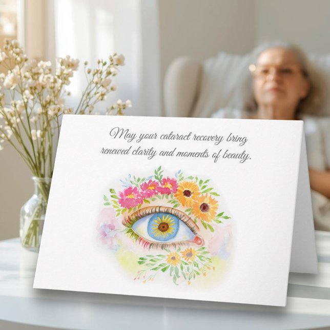 Floral Get Well Cataract Recovery Peonies Card (A wonderful hand painted card for someone who just had cataract surgery. )