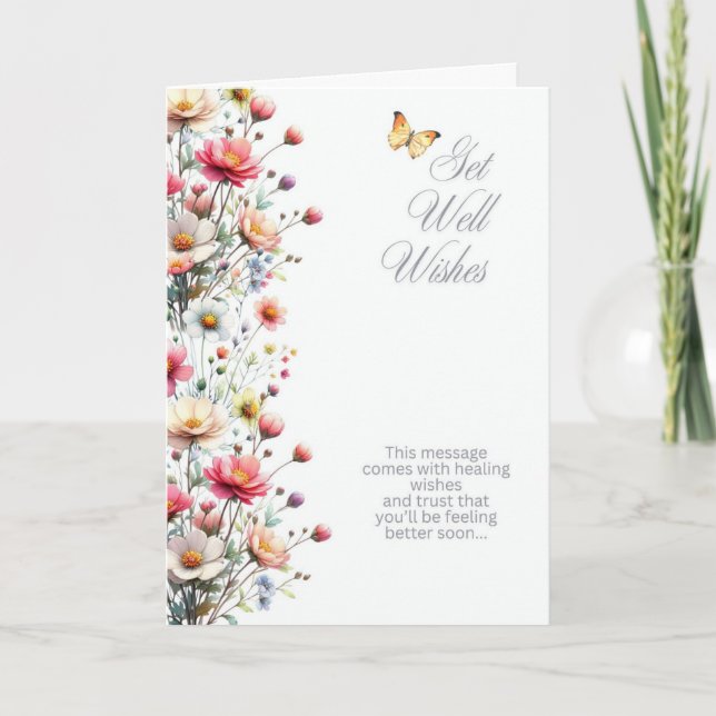 Floral Get Well Greeting Card (Front)