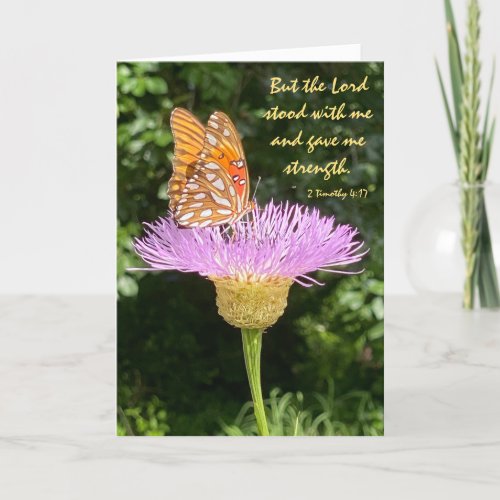 Floral Get Well Scripture Verse on Gods Strength Card