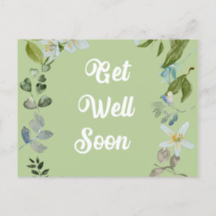 Floral Get Well Soon Greetings Announcement Postcard