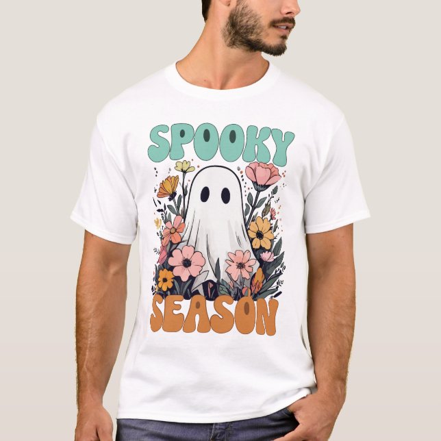 Floral Ghost: Celebrate Spooky Season t shirt (Front)