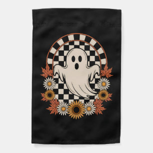 Floral Ghost Fall Boho Halloween Garden Flag