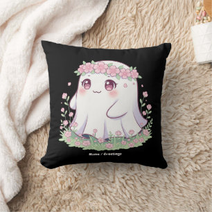 Floral Ghost Halloween Costume for Girls Women Throw Pillow