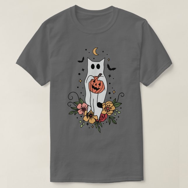 Floral Ghost Halloween Spooky Season Ghost Flower  T-Shirt (Design Front)