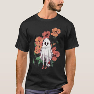Floral Ghost Halloween Vintage Floral Ghost Cute H T-Shirt