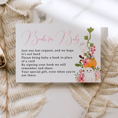 Floral ghost pumpkin books for baby shower enclosure card
