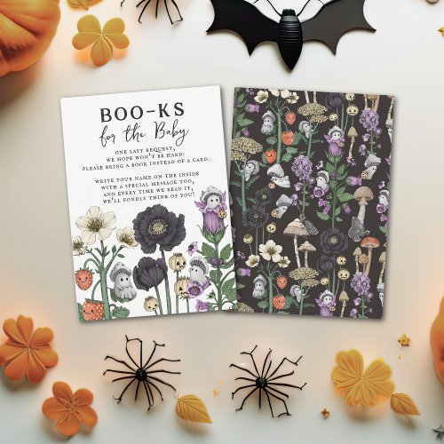 Floral Ghosts Halloween Baby Shower Book Request Enclosure Card