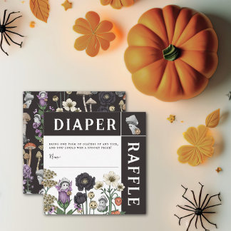 Floral Ghosts Halloween Baby Shower Diaper Raffle Enclosure Card