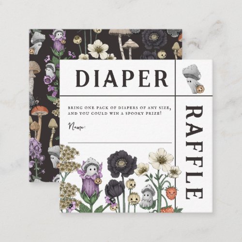 Floral Ghosts Halloween Baby Shower Diaper Raffle  Enclosure Card