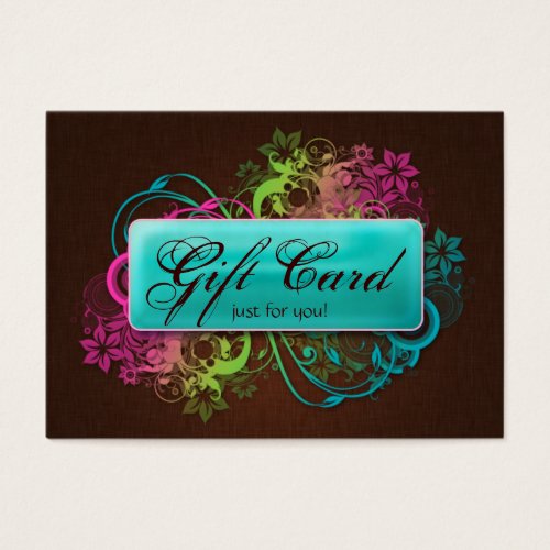 Floral Gift Card Garden Blue Brown Linen Business Cards