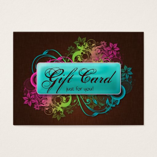 Customizable Floral Gift Card Garden Blue Brown Linen Business Cards