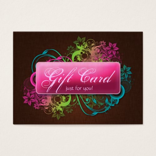 Floral Gift Card Garden Pink Brown Linen Business Card