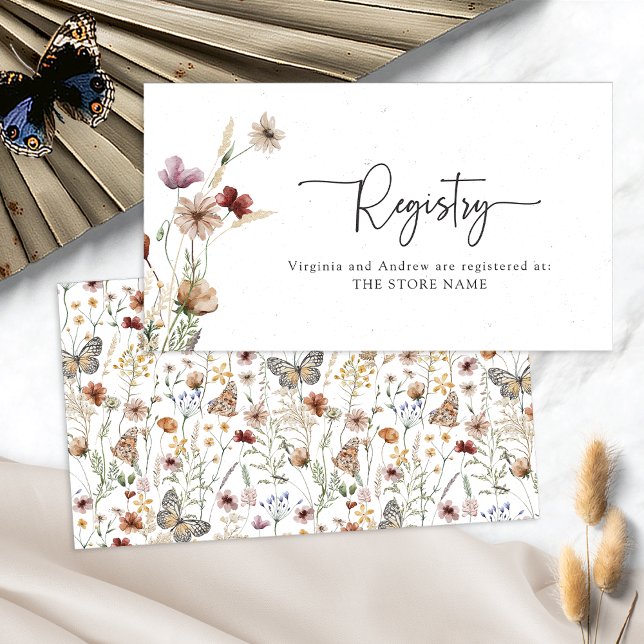 Floral Gift Registry Enclosure Card (White Boho Floral Gift Registry Enclosure Card by Painted Paperie
)