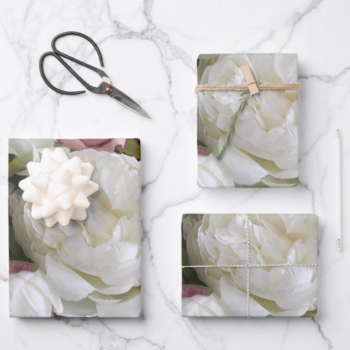 Floral gift wrap with peony and roses 3 sheets