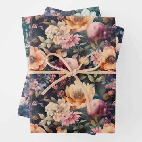 FLORAL GIFT WRAPPING PAPER SHEETS