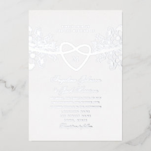 Floral Gilded Silver Wedding Foil Invitation