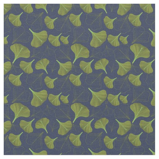 Floral Gingko Leaf Blue Pattern Fabric
