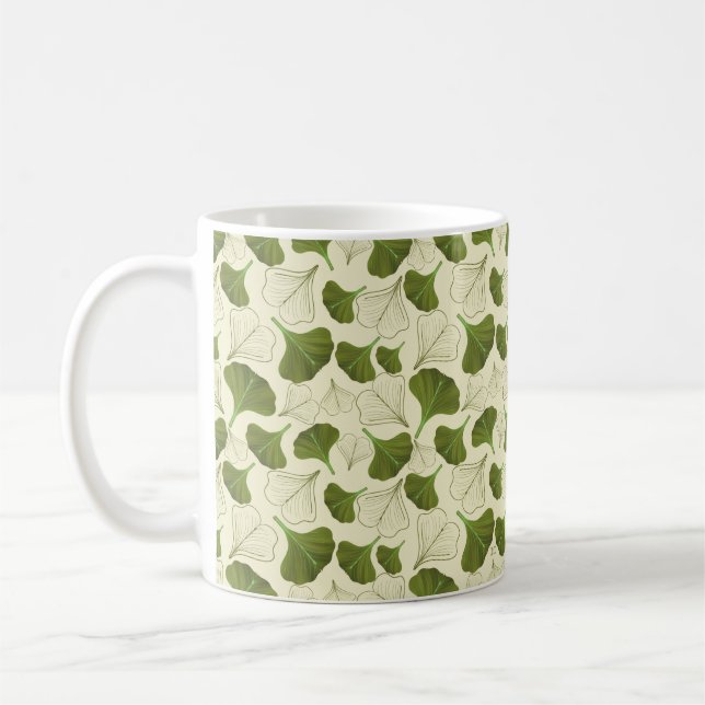 Floral Gingko Leaf Pattern Coffee Mug (Left)