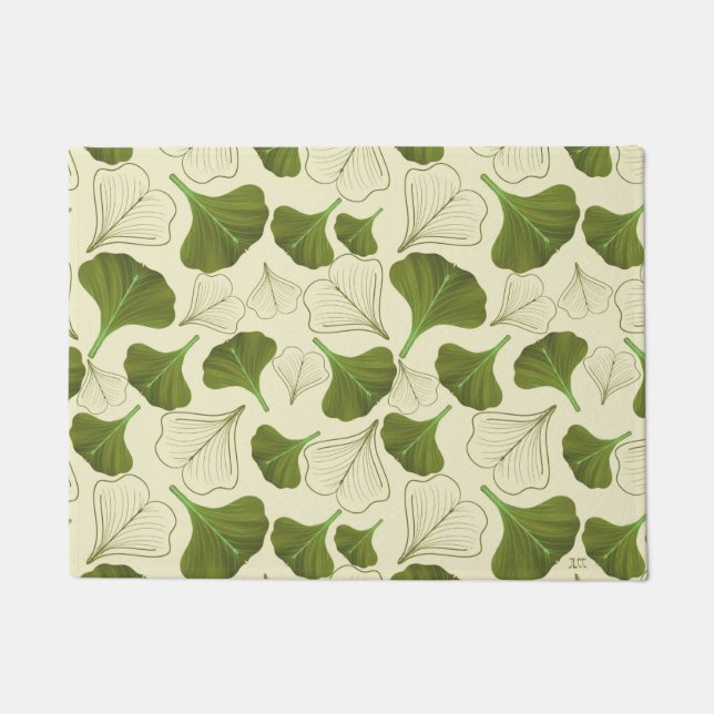Floral Gingko Leaf Pattern Doormat (Front)