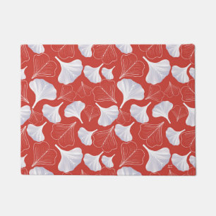 Floral Gingko Leaf Red Pattern Doormat