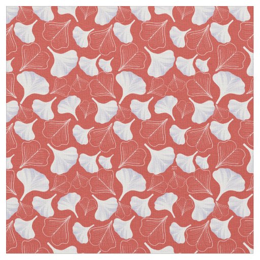 Floral Gingko Leaf Red Pattern  Fabric
