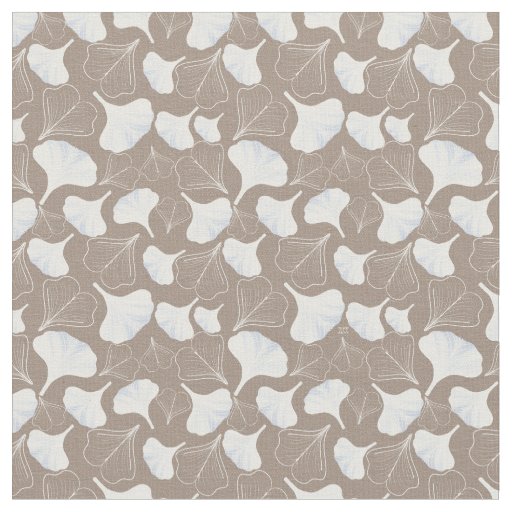 Floral Ginkgo Leaf Taupe Patterned Fabric