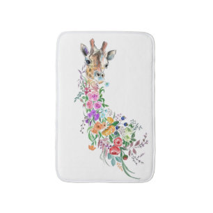 Floral Giraffe Bath Mat